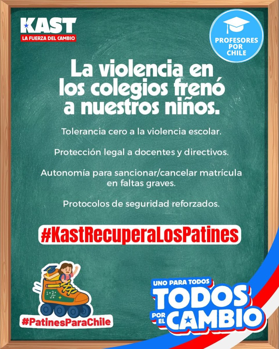 Cómo profesor apoyo a esta medida y queremos recuperar la esencia en la Educación.

Por eso, defiendo el Plan Patines para Chile.

#KastRecuperaLosPatines #ProfesxKast