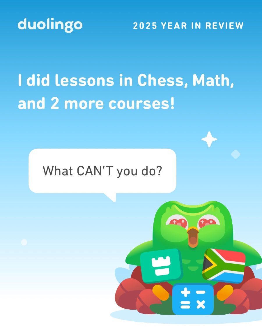 weldedgrass's tweet photo. Look how much I learned on Duolingo in 2025! How did you do? #Duolingo365 https://t.co/vIL4g2CG2U