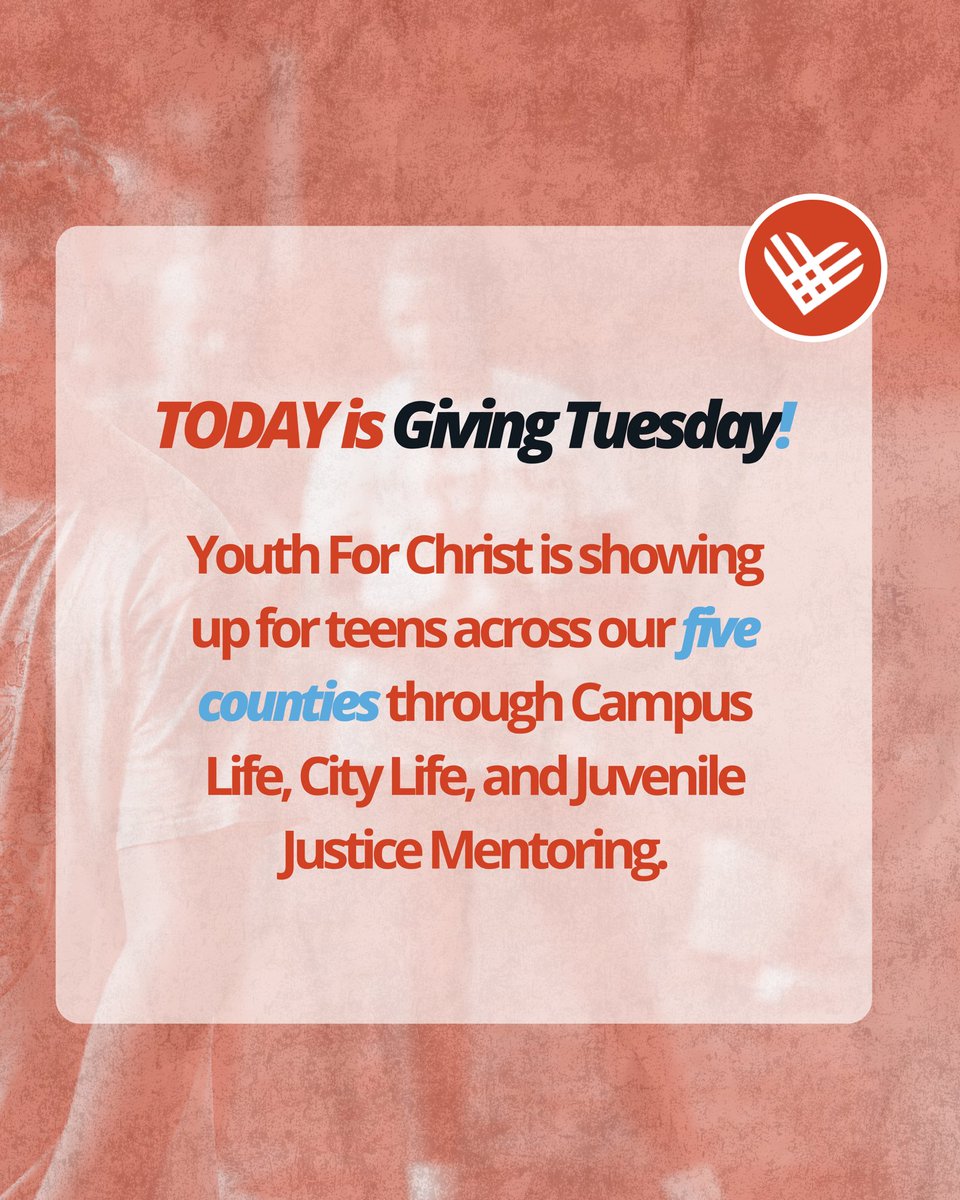 TODAY is Giving Tuesday! ♥️

bigjawsyfc.org/givingtuesday

Youth For Christ is showing up for teens across our five counties through Campus Life, City Life, and Juvenile Justice Mentoring. We’re stepping into middle and high schools, connecting with youth in rural cities and towns…