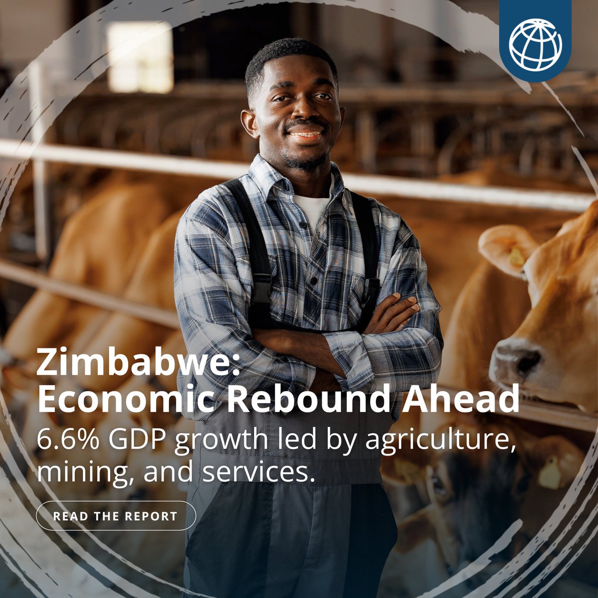 WorldBankAfrica's tweet photo. Zimbabwe’s 6.6% GDP growth in 2025 = more jobs! 
Agriculture, mining &amp; services are leading the employment rebound. Read how reforms are creating opportunities: https://t.co/JEG8Qvsh3Y https://t.co/WTvBaTCwD8
