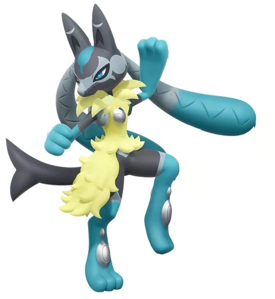 AugustRaven's tweet photo. Quick personal edit of that Lucario Mega Z that gets rid of that weird tube thing on the top of its head which annoyed me (and the squiggly Z's) https://t.co/H7vkaZVnlW