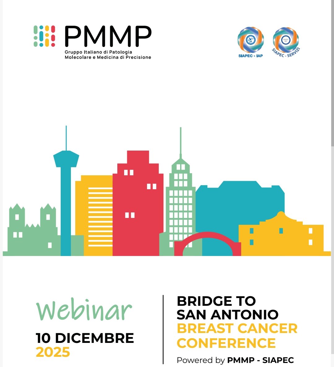 pmmpitalia's tweet photo. 🆕Chi ha voglia di conoscere in diretta le novità dal #BreastCancerConference di San Antonio? 🌆
📆10 Dicembre 2025
⌚Dalle ore 15,00 alle 17,00 🇮🇹
🧬Focus Mammella: ESR1
💣Powered by #PMMP
@SIAPeC_IAP @Stemline
🔗Connettiti a questo link 🔽
https://t.co/zGJpziD2or https://t.co/KC7rcvDxQC