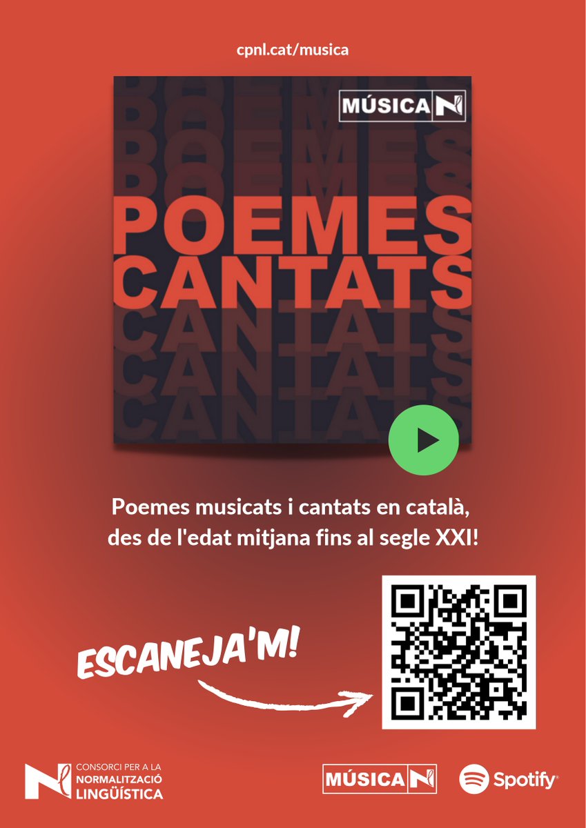 🎄Si estàs pensant quin poema recitar aquest dinar de Nadal, t'oferim unes quantes idees musicades!

🔗breu.cpnl.cat/musicacat
#Spotify_CPNL