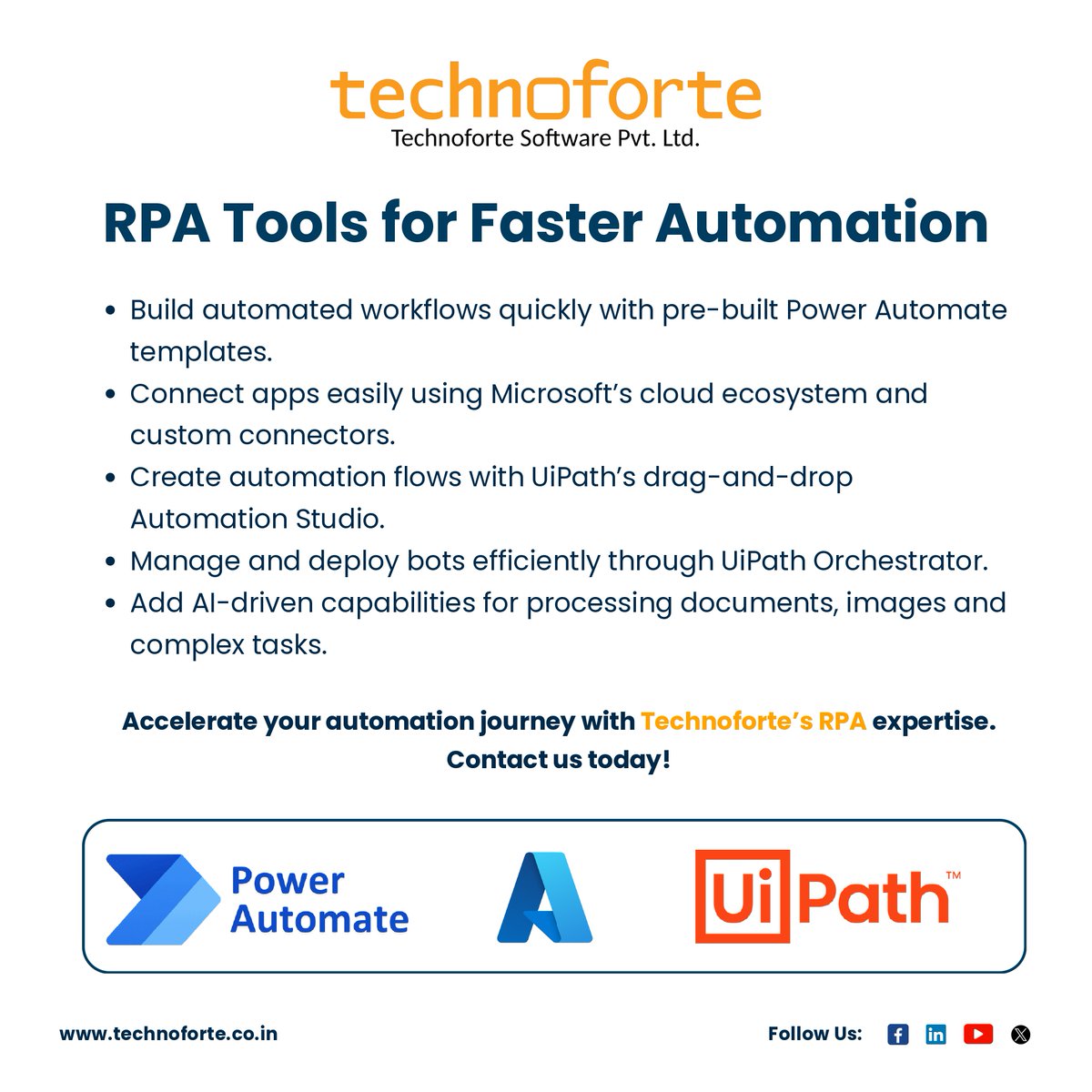 Technoforte_Pvt's tweet image. Automate tasks and simplify workflows with Technoforte’s RPA services.

Know More: shorturl.at/RKF4i
#roboticprocessautomation #RPA #IntelligentAutomation #hyperautomation #digitalautomation #processautomation
#automationsolutions #BusinessAutomation #RPAtechnology