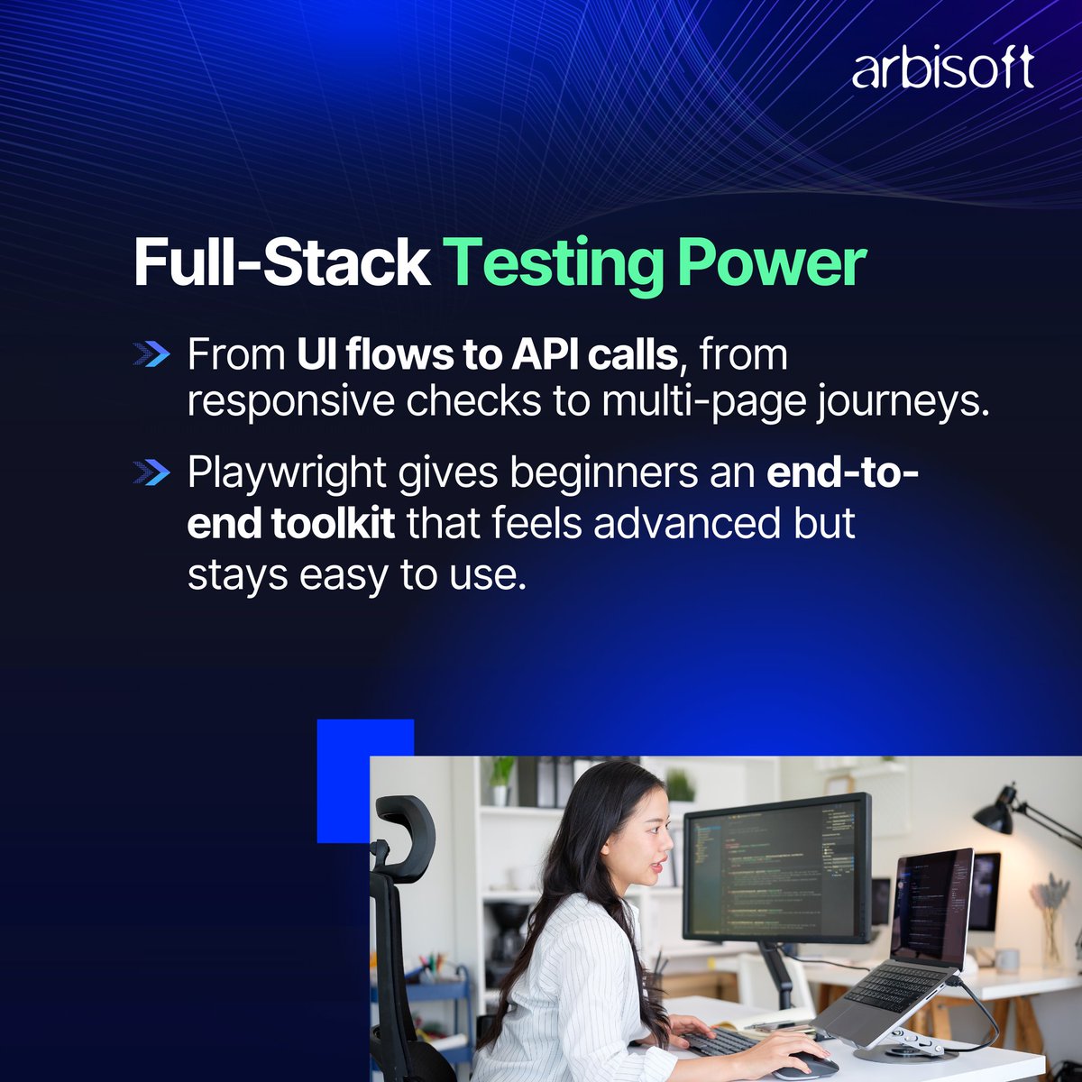 arbisoft's tweet image. Playwright makes full-stack testing reliable, and Arbisoft can help you implement and run tests seamlessly.
💡 Explore Asfa’s guide for best practices: tinyurl.com/mtnhxbem

#Playwright #WebTesting #ArbisoftBlogs