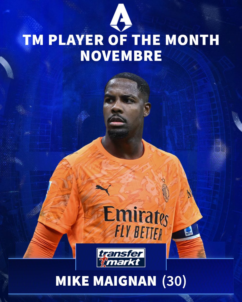 TMit_news's tweet photo. Maignan miglior giocatore di novembre 🔝🗓 in Serie A.
D'accordo con i lettori di Transfermarkt?
#POTM #TMopinion #TMcommunity #SerieA #Transfermarkt #Maignan #SerieA https://t.co/6KCuMjdVFl