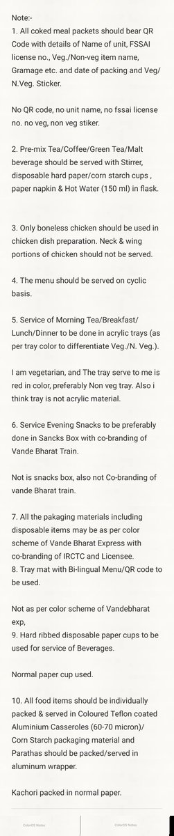 imnirajanand's tweet photo. @RailMinIndia @IRCTCofficial Traveling on Vande Bharat Exp (PNR: 6824313484) from NJP to HWH. Evening breakfast serving lite chiwda (not in approved list), beverage drink seems unbranded, envelope lacks good quality napkin &amp; refreshing tissue. Other irregularities as per attached https://t.co/v7Ld3KMpAd