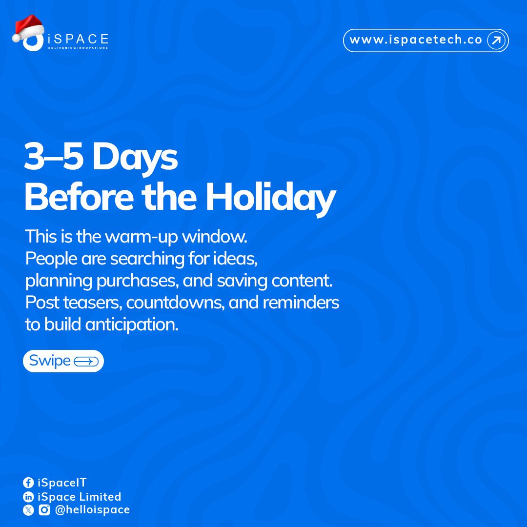 helloispace's tweet image. To get the best results from holiday content, timing is everything.

➡️Scroll through to discover more 

If you want campaigns with reach and performance, @helloispace is ready to help you create and plan strategies that works. 

📩Send us a DM to book a session 

#iSpace #tech