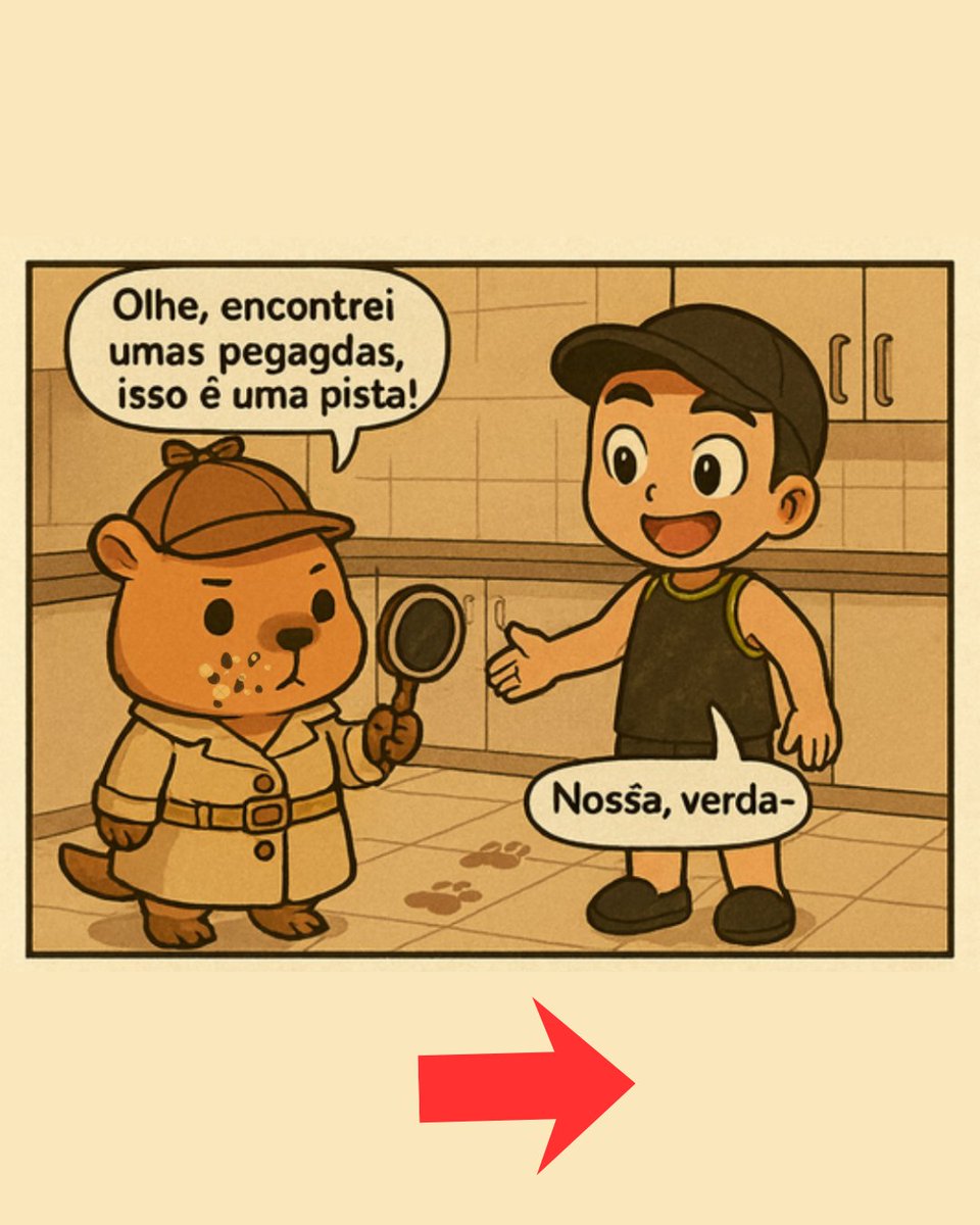 RobinhoeDani's tweet image. Robinho e Dani: O mistério da bolacha desaparecida” ou seria biscoito?🕵️‍♂️🍪  
 Por aqui, até pacote de biscoito precisa de segurança máxima… senão o detetive Capi entra em ação e o ladrão de biscoito é desmascarado na hora (ele mesmo)! #robinhoedani #biscoitos #capi #tirinhas