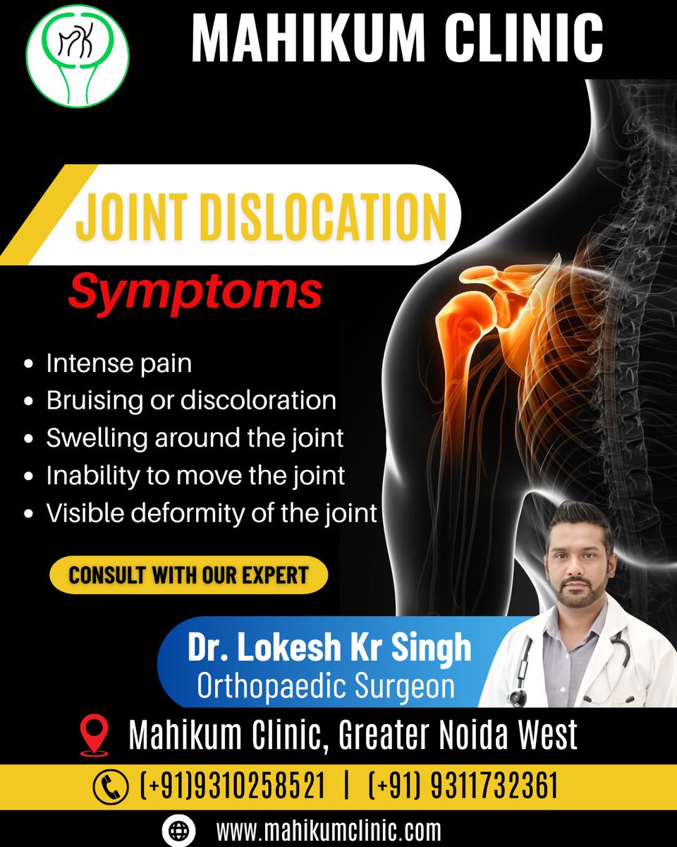 mahikumclinic's tweet photo. ⚠️ Joint Dislocation
-
👨⚕️𝐂𝐨𝐧𝐬𝐮𝐥𝐭 𝐃𝐫. 𝐋𝐨𝐤𝐞𝐬𝐡 𝐊𝐫 𝐒𝐢𝐧𝐠𝐡 𝐭𝐡𝐞 𝐁𝐞𝐬𝐭 𝐎𝐫𝐭𝐡𝐨𝐩𝐚𝐞𝐝𝐢𝐜 𝐒𝐮𝐫𝐠𝐞𝐨𝐧
.
(+91)9310258521, (+91)9311732361
-
#MahikumClinic #DrLokeshKrSingh #JointDislocation #JointPain #OrthopaedicCare #BoneHealth #ShoulderDislocation https://t.co/nyPCRahA01