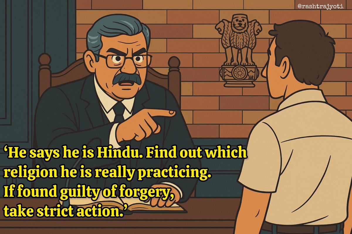 RashtraJyoti's tweet image. Allahabad High Court has passed a very important order in a case of illegal conversions attempted by a pastor

Jitendra Sahani, charge-sheeted in 2024 for hate speech against Hindu deities while luring converts to Christianity, wrote his religion as ‘Hindu’ in the court affidavit…