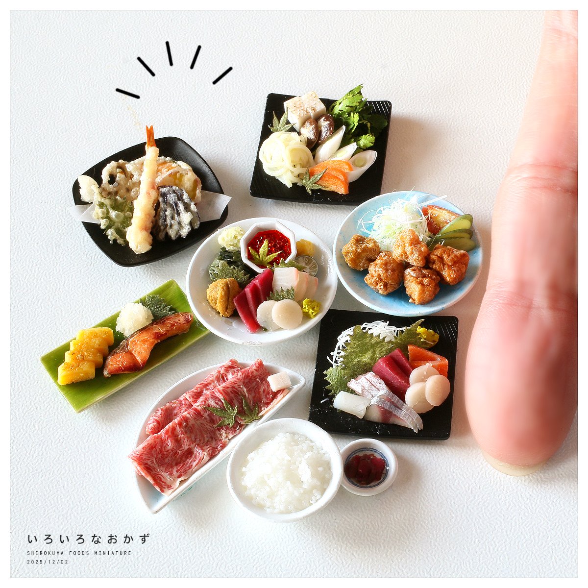 粘土製の指先サイズおかずたちです✨

#ミニチュア 
#ミニチュアフード