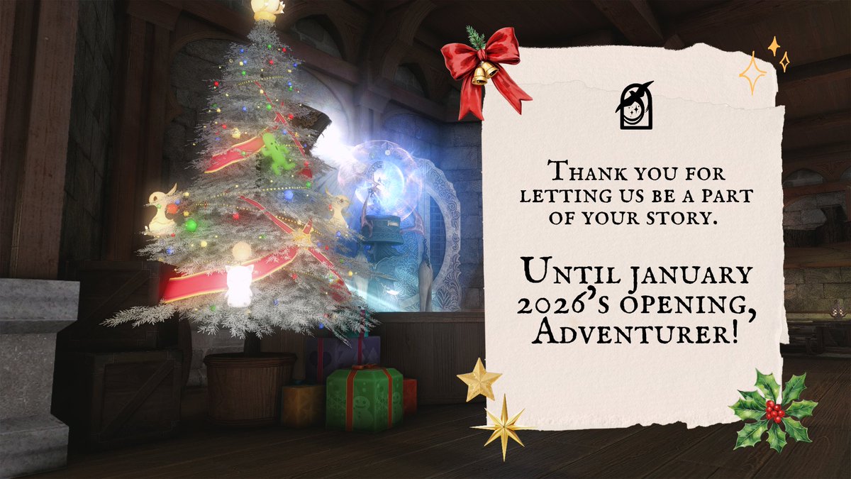 It was another successful opening for us, and we hope you were filled with holiday cheer and warmth as we close our books on this year.

Our hard-working staff and Storyguides will take a well-earned rest this December, so we'll see you in January 2026.

Until then, Adventurer!