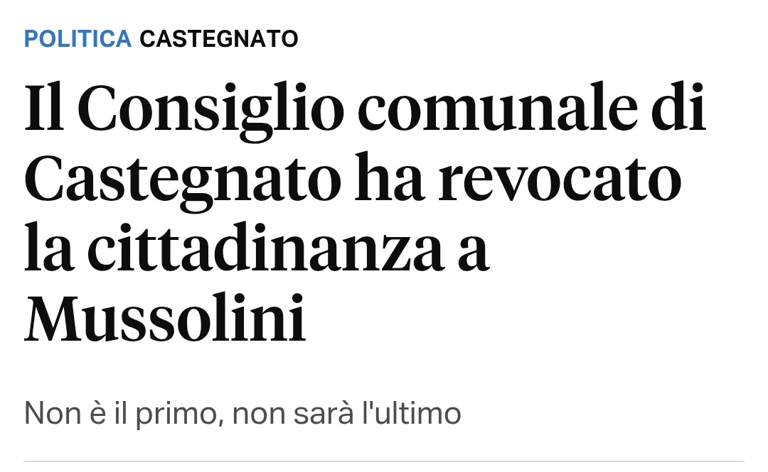 AlekosPrete's tweet image. A Castegnato il Consiglio comunale ha annullato la cittadinanza onoraria a Mussolini. Una scelta che si inserisce nel percorso intrapreso da diversi comuni bresciani e che rappresenta un traguardo di civiltà, riaffermando i valori democratici e antifascisti. #matrice