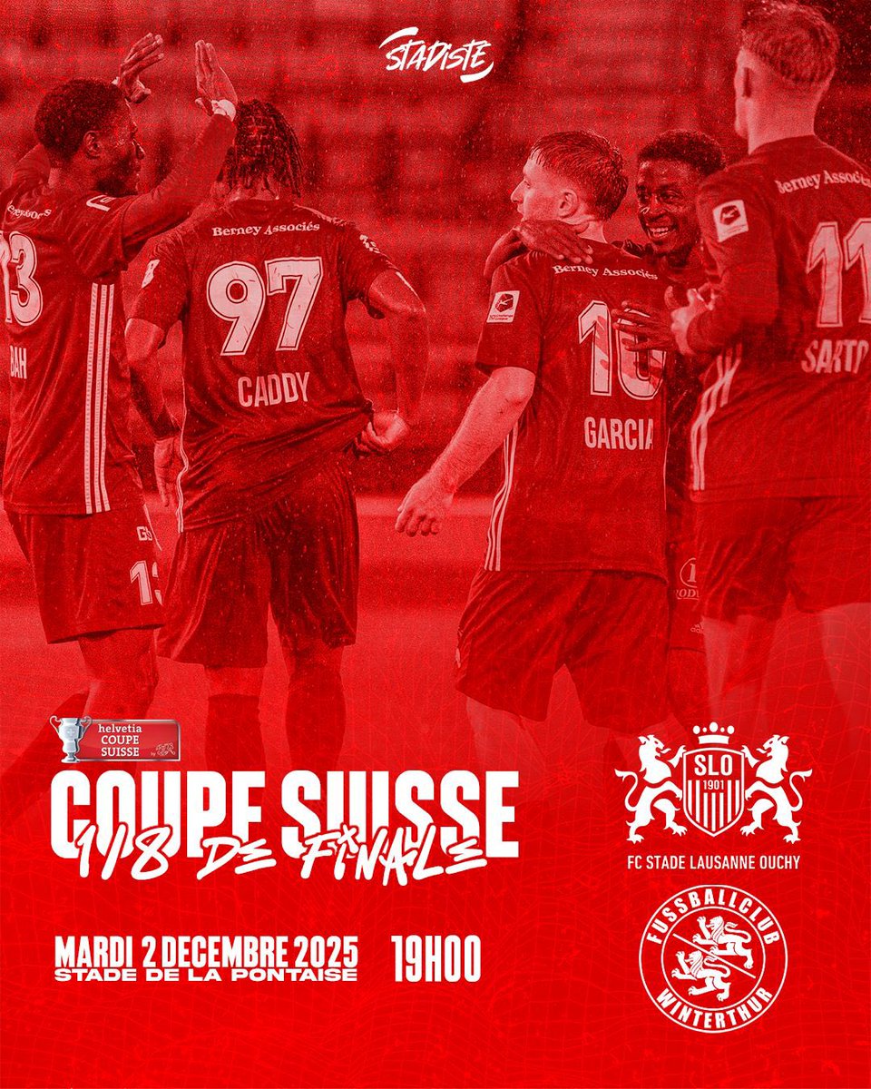 FC_SLO's tweet image. 🔥 𝗝𝗼𝘂𝗿 𝗱𝗲 𝗖𝗼𝘂𝗽𝗲🇨🇭🔥

🏆 8ème de finale 
🆚 FC Winterthour
⏰ 19h00
🏟️ La Pontaise
🎟️ fcslo.ch/billets/

ALLEZ STADE ! 🔴⚪️

#AllezSLO 🦁 #Stadiste #SLOWTH