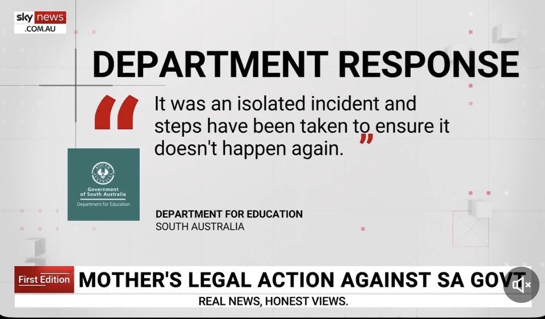 🧚‍♀️In Südaustralien verklagt eine Mutter gerade die Regierung weil ihre Tochter im Rahmen des Schulprogramms ^ respektvolle Beziehungen ^ mit Inzest und sexuellem Missbrauch von Tieren konfrontiert wurde . Das wird nun als isolierter Einzelfall dargestellt und man will dafür Sorge