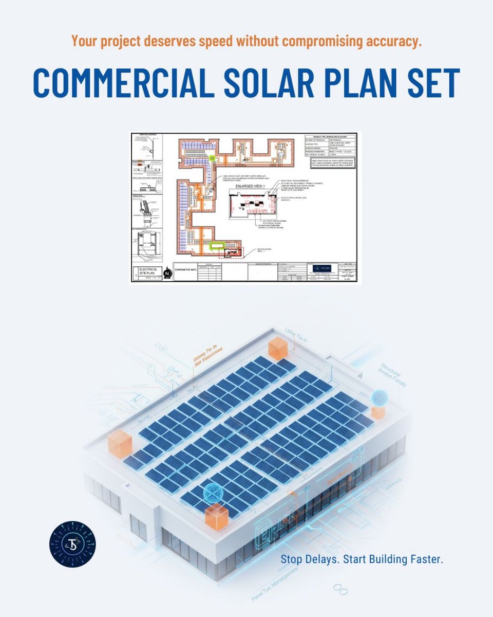 TechverseSS's tweet image. Delays shouldn’t control your timeline.
TSS delivers commercial solar plan sets that achieve fast approvals and help installers build with confidence — not uncertainty. 
#techversesmartsolutions #solarinstallers #solarengineering #unitedstate #planset #solardesign #pestamp