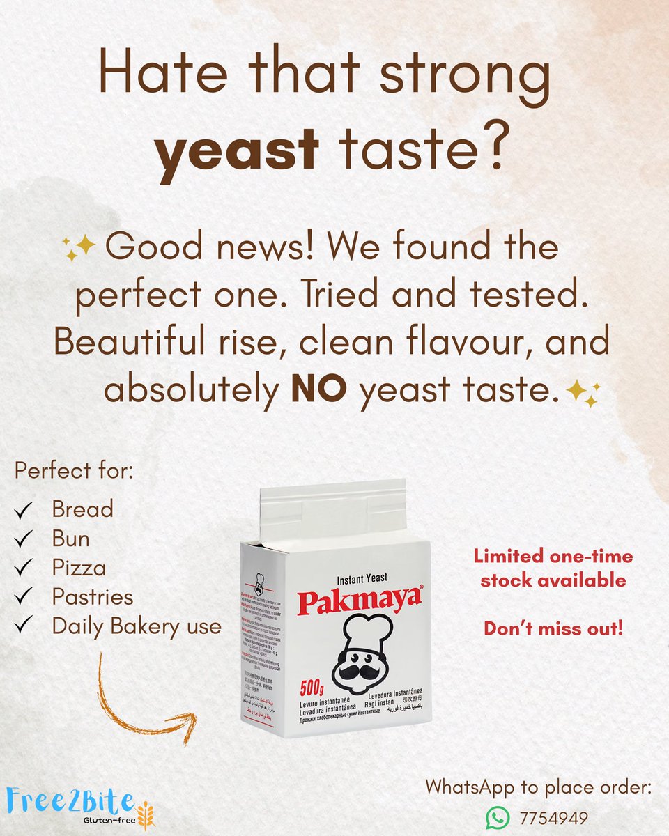 Delivery available for orders above MVR 500/-.
Also available at The Grain (Hulhumalé).

#MaldivesBakers
#BakingSuppliesMV
#YeastMaldives
#HomeBakersMV
#BakeryEssentials
#PakmayaYeast