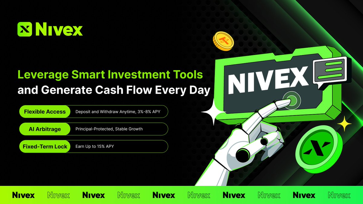 nx_Labs's tweet image. 💡 Simplify your crypto journey with Nivex Smart Finance!

🎯 Experience a smarter way to manage your digital assets. Choose from multiple options designed for flexibility, automation, and planning, all in one place.

🌱 Flexible Savings (3%–8% APR) for freedom and instant access…