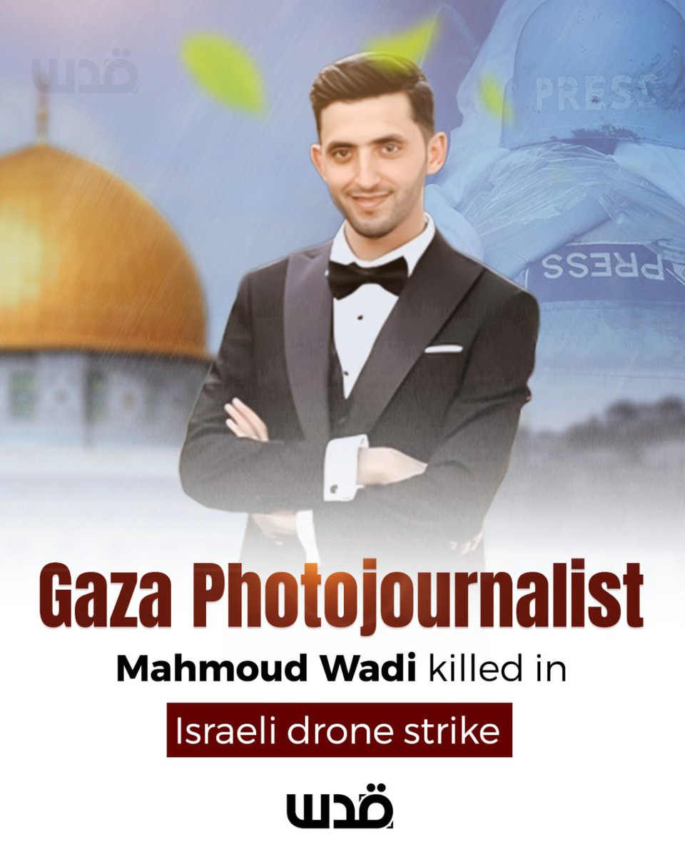 QudsNen's tweet image. In a grave violation of the ceasefire, Israel just killed Palestinian photojournalist Mahmoud Wadi in an airstrike in central Khan Younis, southern Gaza Strip.