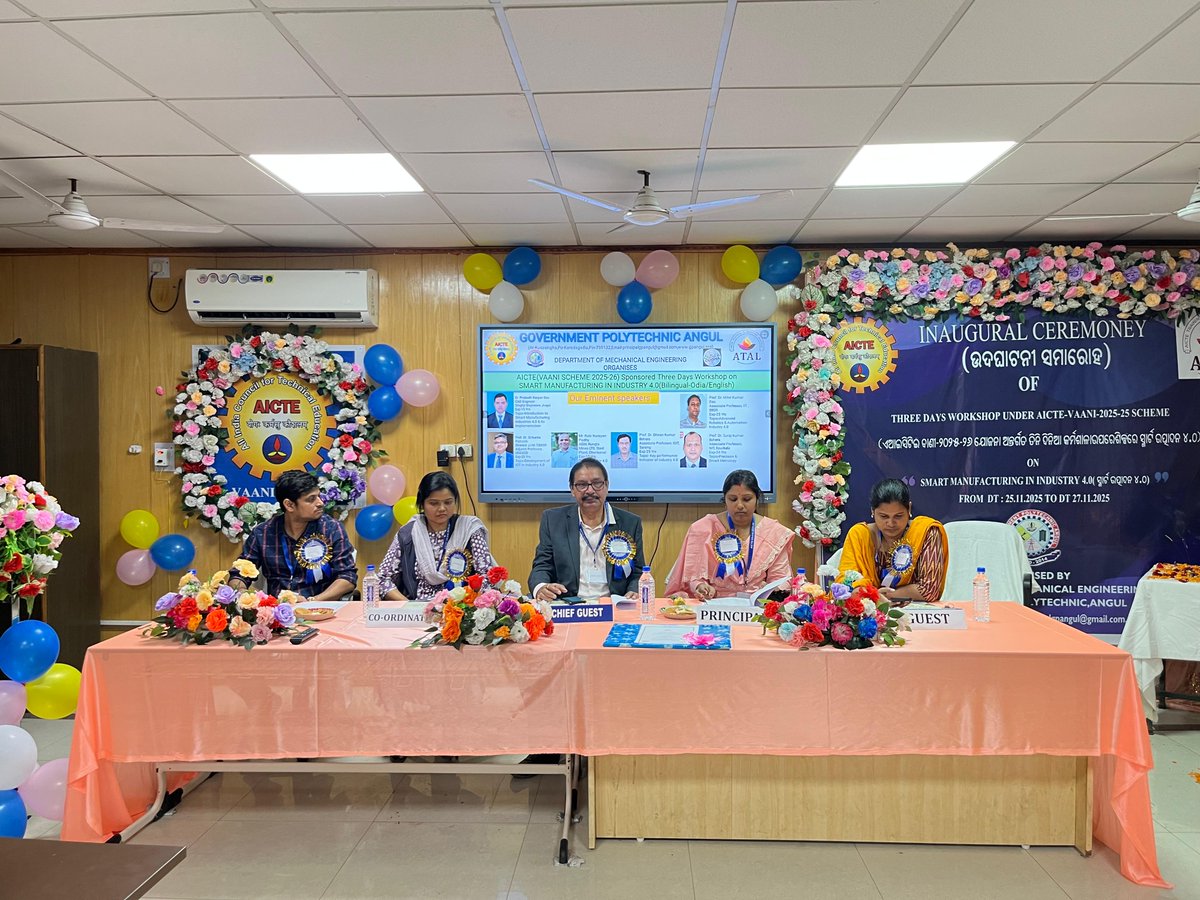 gp_angul's tweet photo. Inauguration of 03 Days Workshop on "SMART MANUFACTURING 4.0" Sponsored by AICTE VAANI 2025-26 https://t.co/Gzjf0obOuL