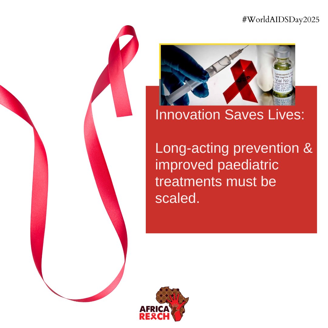 AfricaREACH1's tweet photo. Science continues to evolve, so must access! From long-acting HIV prevention for pregnant &amp; breastfeeding women, to improved paediatric formulations, innovation can transform outcomes if scaled equitably. No child left behind!
#WAD2025 #WorldAIDSDay #PaediatricHIV #AfricaREACH https://t.co/2K36c3x4Zt