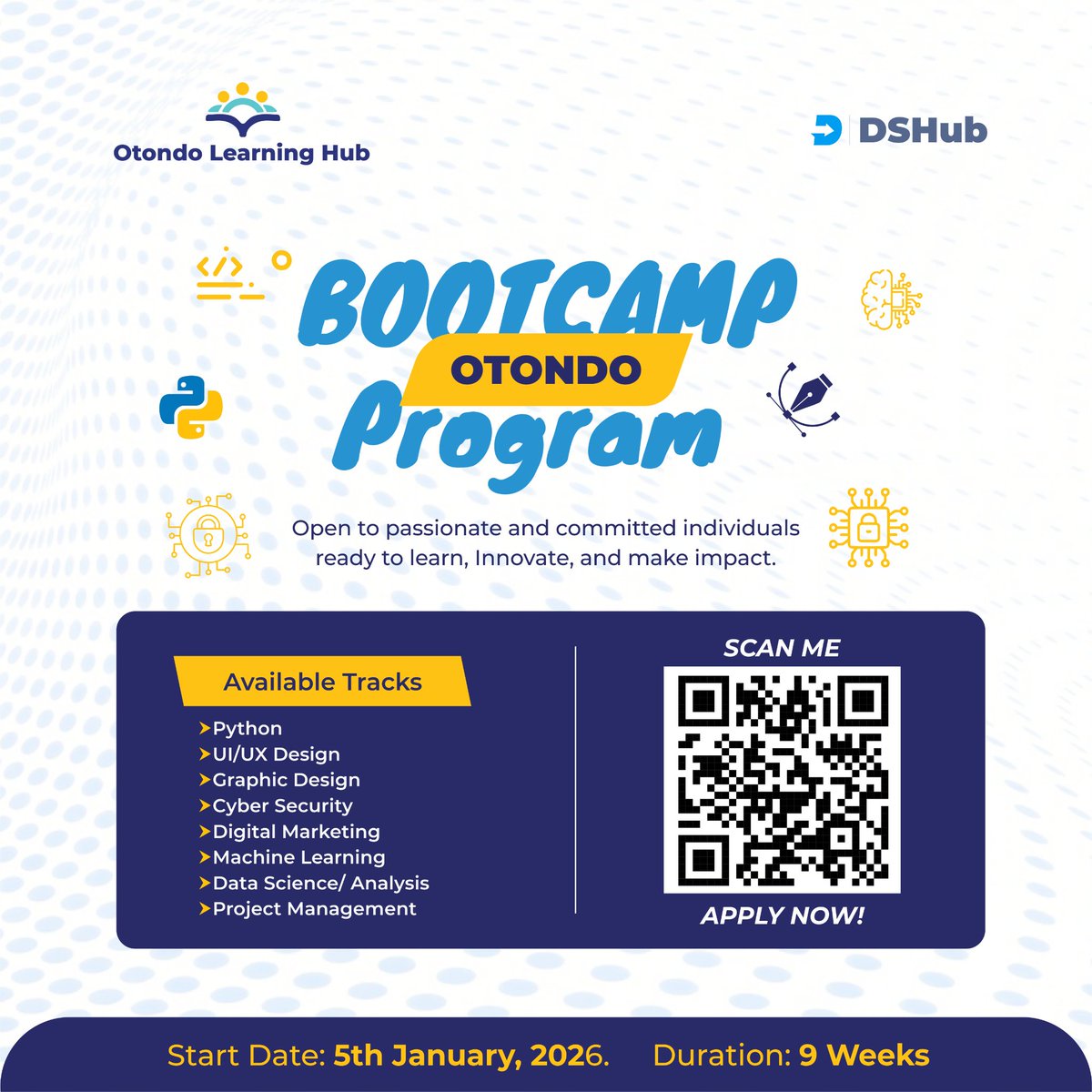 dsoft_lab's tweet image. Registration is ongoing now! Secure your spot today!

📅 January 2026 (Exact start date to be announced!)
💻 Location: Remote 

Reach out to us today to register 🤗🤗

  #ProfessionalSecondChance #FromSetbackToSuccess #EmpoweredToLearn #SkillReboot #LearnWithConfidence
