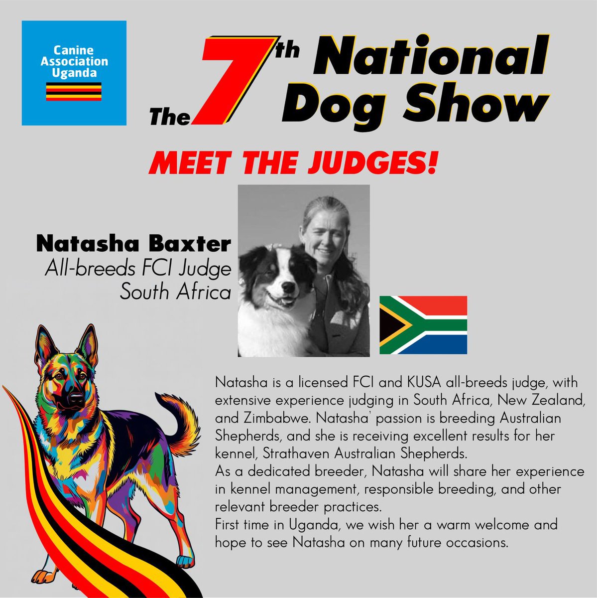 CanineAUganda's tweet image. Our other judge Natasha Baxter, a lady with so much experience in breeding, showing, and judging.
#caudogshow
#pedigreedogs
#dogshow