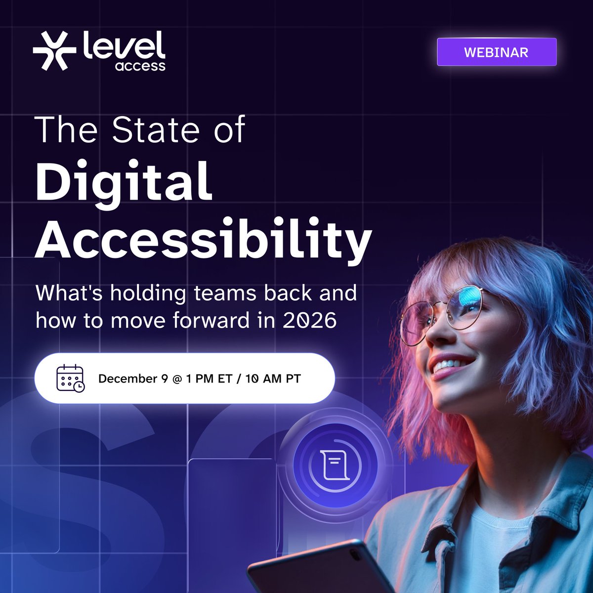 LevelAccessA11y's tweet image. 8 in 10 digital experience pros are incorporating #AI into their #accessibility strategies.

Join us for a live webinar on 12/9 to explore key findings from our Seventh Annual State of Digital Accessibility Report (#SODAR)—including how teams are leveraging #AI to scale…