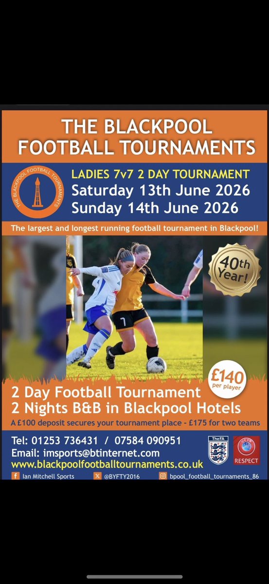byft2016's tweet photo. Blackpool Ladies Football Tournaments https://t.co/GYoFux32g3