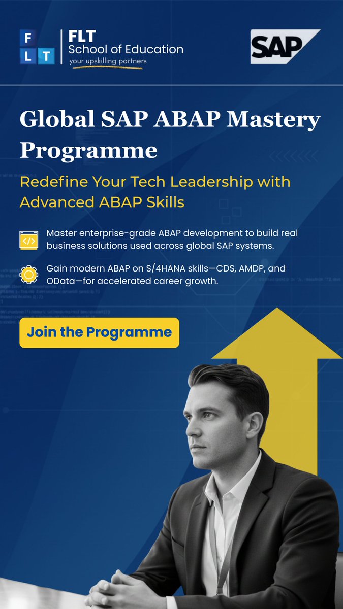FLT_Education's tweet image. Advance your career with our SAP ABAP Training Programme.
Master ABAP development, S/4HANA skills, CDS, AMDP &amp;amp; OData—built for real enterprise roles.
Get up to 20% OFF this week.
Join the programme and grow your SAP career.

#SAP #ABAP #S4HANA #SAPTraining #TechCareers