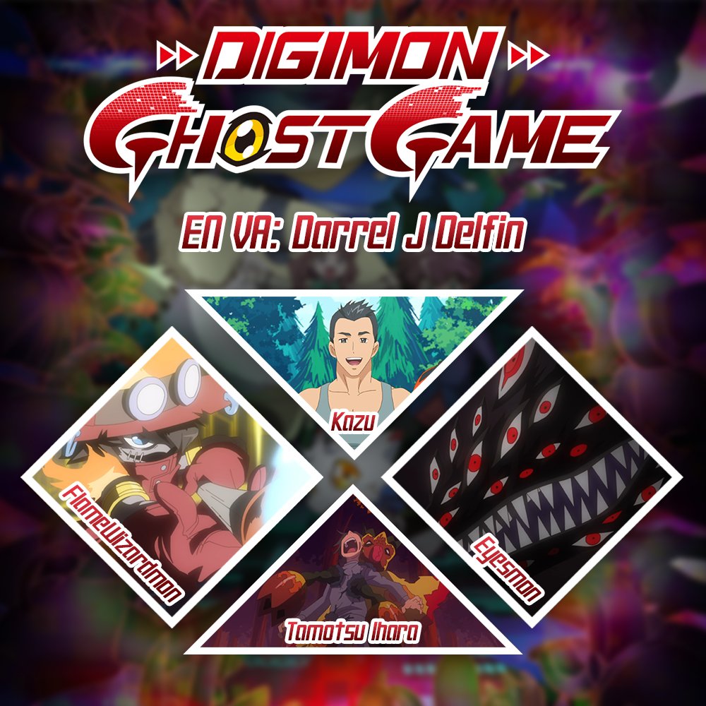 "I'm in Digimon. ❤️"

#DigimonGhostGame finally has an English Dub and I am incredibly honored to announce that I am the voice of Kazu, Tamotsu Ihara, FlameWizardmon, Eyesmon, and littered all throughout the series as additional voices.

I hope you enjoy the series!