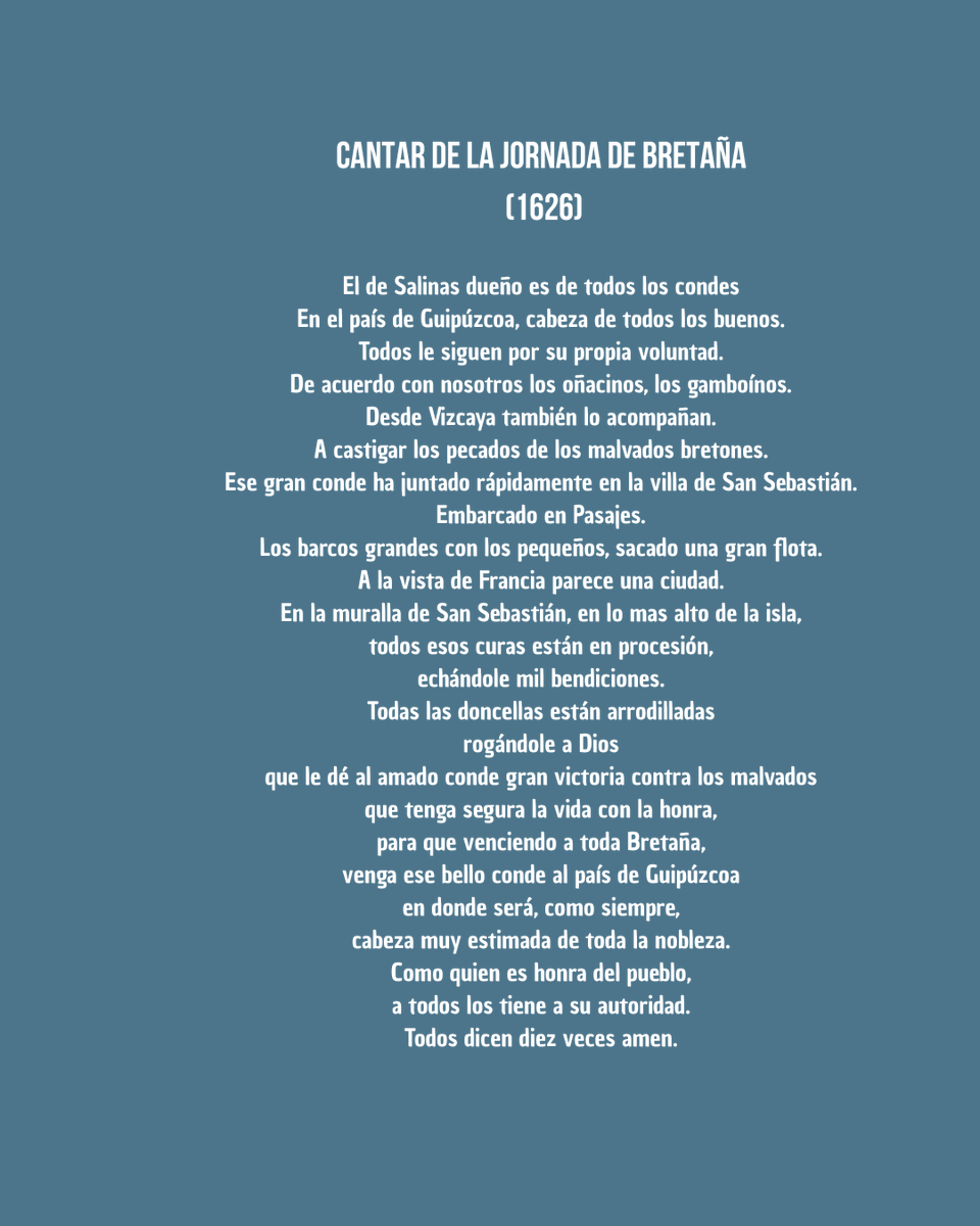El #DíaInternacionalDelEuskera os mostramos un poema del Archivo Histórico de la Nobleza (#AHNOB) de <a href="/culturagob/">Ministerio de Cultura</a> dirigido por un hidalgo guipuzcoano al conde de Salinas (s. XVII).

📜Relata los preparativos de una expedición vasca a la Bretaña en tiempos de los Reyes Católicos😮