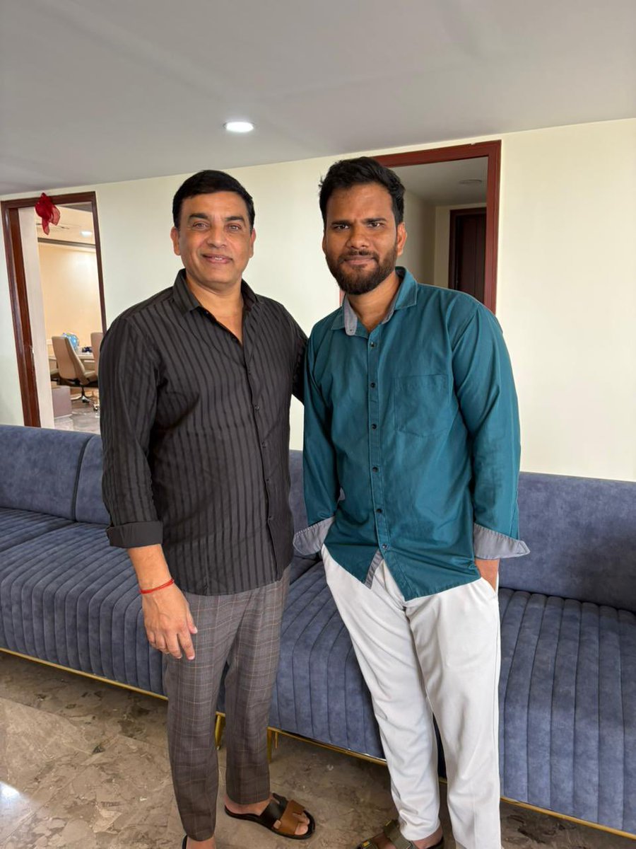 ProSreenuSuresh's tweet image. Ace Producers #DilRaju garu and #Shirish garu congratulated director #SaailuKampaati and the #RajuWedsRambai team on their blockbuster success ❤️‍🔥