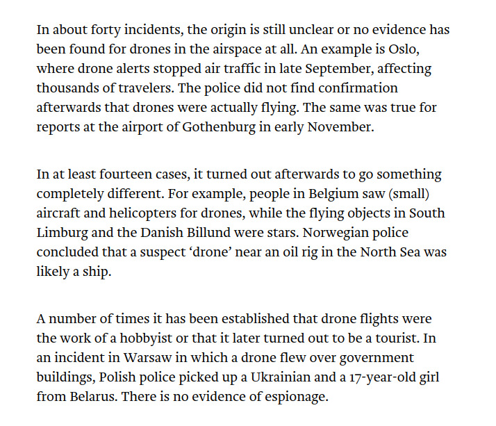 The reality behind "Russian drone" hysteria across European establishments in recent months: 

👉most are not even drones
👉no evidence of Russian involvement
👉no security threat

In short, EU elites are trying to terrify the public with glorified UFO sightings.👇