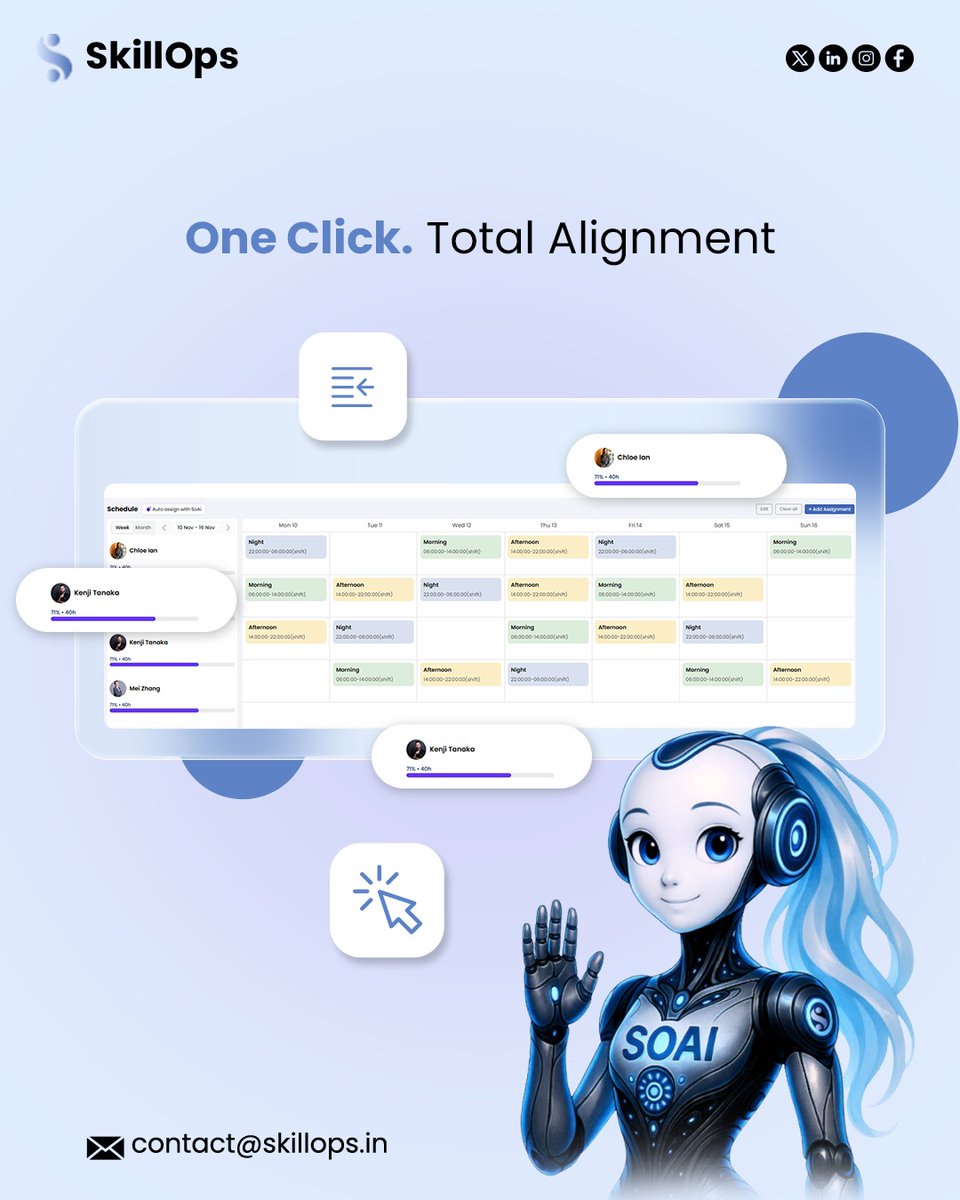 skillops_ai's tweet image. SkillOps.ai makes shift alignment effortless.One click publishes schedules instantly, giving employees real-time access to accurate shift details. No double-checking, no guesswork.
#SkillOpsAI #WorkforcePlanning  #ProjectManagement #SmartHR #AIforWork