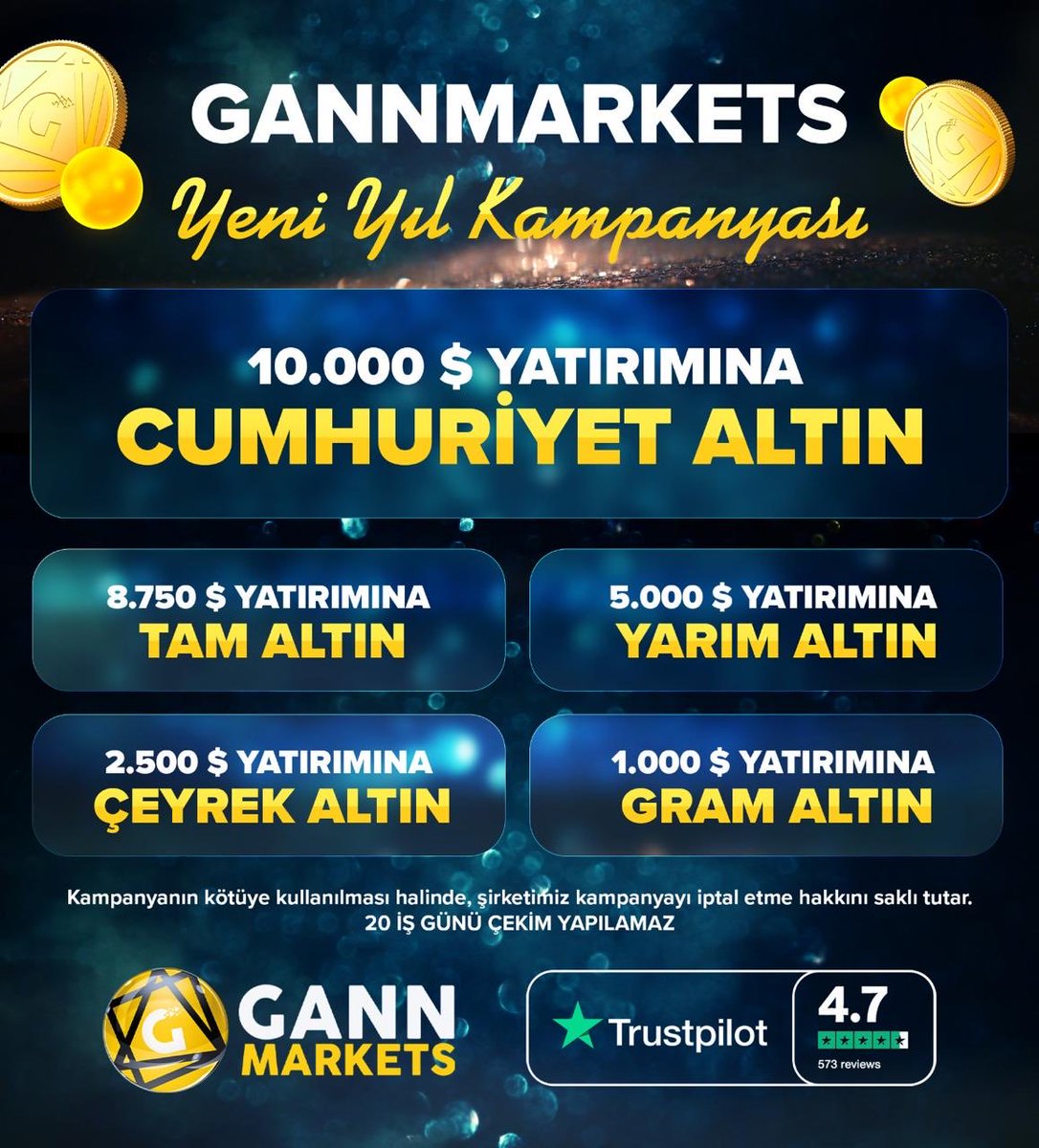 Meltemurall's tweet photo. 🎉GANN Markets Yeni Yıl Kampanyası 🎉

💰Yatırım Yap – Altın Kazan!
1.000$ – 10.000$ arası yatırımlarına gramdan Cumhuriyet altınına kadar hediye altın seni bekliyor.

✨Avantajlı, Hızlı, Güvenilir
GANN Markets ile yatırım yaparken hem kazancını büyüt hem de altın ayrıcalığına sahip ol.

🏆Kazancın da Hediyen de Altın Değerinde

Detaylı bilgi ve kayıt için @Meltemurall benimle iletişime geçebilirsiniz