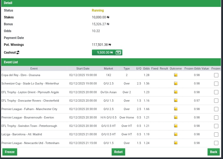 OgaNlaMedia's tweet image. Tuesday BOOM on #BET9JA
⬇️

⚪ 5 + Odds ⬇️
BOOKING CODE ➡️  3R9T7LX

⚪ 10 + Odds ⬇️
BOOKING CODE ➡️  3R9SW38

⚪ 50 + Odds ⬇️
BOOKING CODE ➡️  3R9RX5Y

May our ticket be GREEN 💚. Bet here &amp;gt;&amp;gt;&amp;gt; Bet9ja.com. 

#Bet9jaCode
