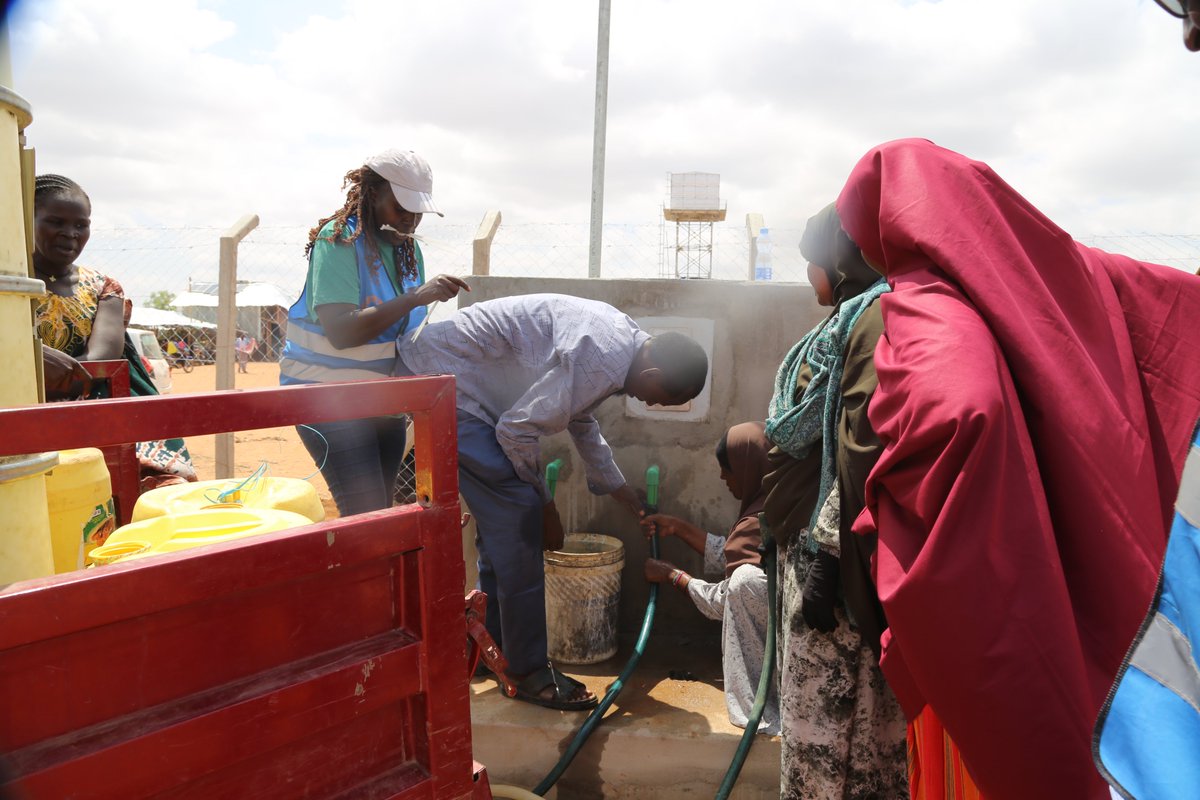 CAREinKenya's tweet photo. Climate shocks and drought, continue to disrupt water access for refugee communities housed in arid regions with women often bearing the heaviest burden.

Recently, we provided training to a select group of women in IFO 2, Dadaab on how to operate water kiosks and ATMs. This is part of @CAREinKenya and @CARE_Danmark's work on exploring how to promote refugee led business ventures in water provision services. 

The women trained gained skills in: 
🔧 Operating the kiosks & ATMs
💧 Safe dispensing procedures
📊 Maintaining records
👨‍👩‍👧‍👦 Customer interactions

These skills will help women to build more income streams while improving community access to clean water.

#CareKenya #RefugeeLivelihoods #ClimateResilience
