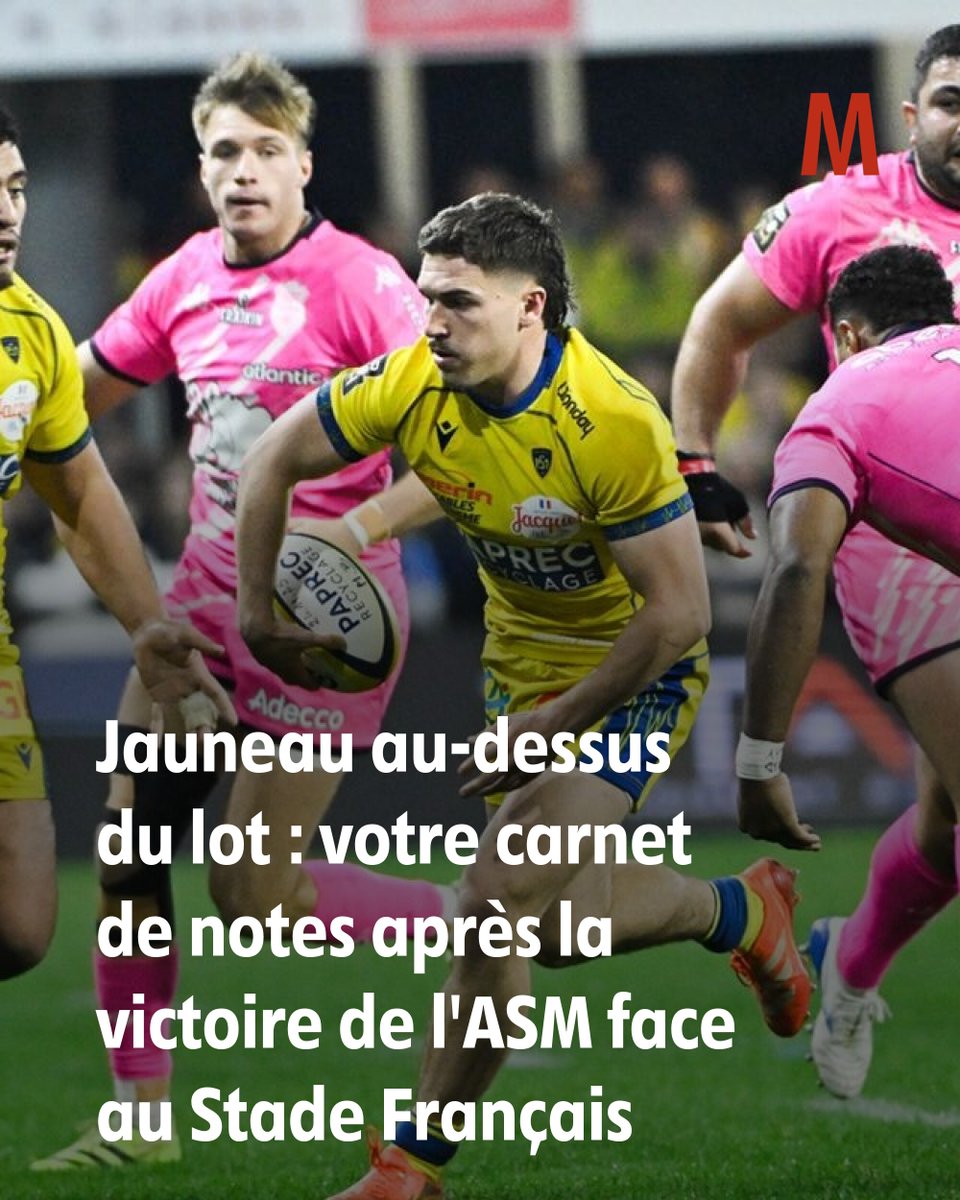 LaMontagne_TDS's tweet photo. Rugby | Top 14
Jauneau nettement au-dessus du lot : votre carnet de notes après la victoire sur le fil de l'ASM face au Stade Français #ASMSFP
➡️ https://t.co/aJX8rBW3VX https://t.co/k8RKsmY6Fz