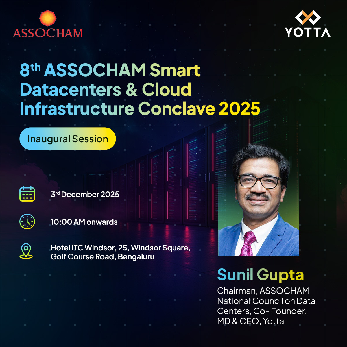 YottaInfra's tweet image. #Yotta is proud to join the 8th @ASSOCHAM4India Conclave in Bengaluru as a Technology Partner.

Our #leaders will share insights on how advanced tech and next-gen #computing are driving performance and growth.

Visit Pod 4 to explore Yotta’s latest innovations.

@sunil1701