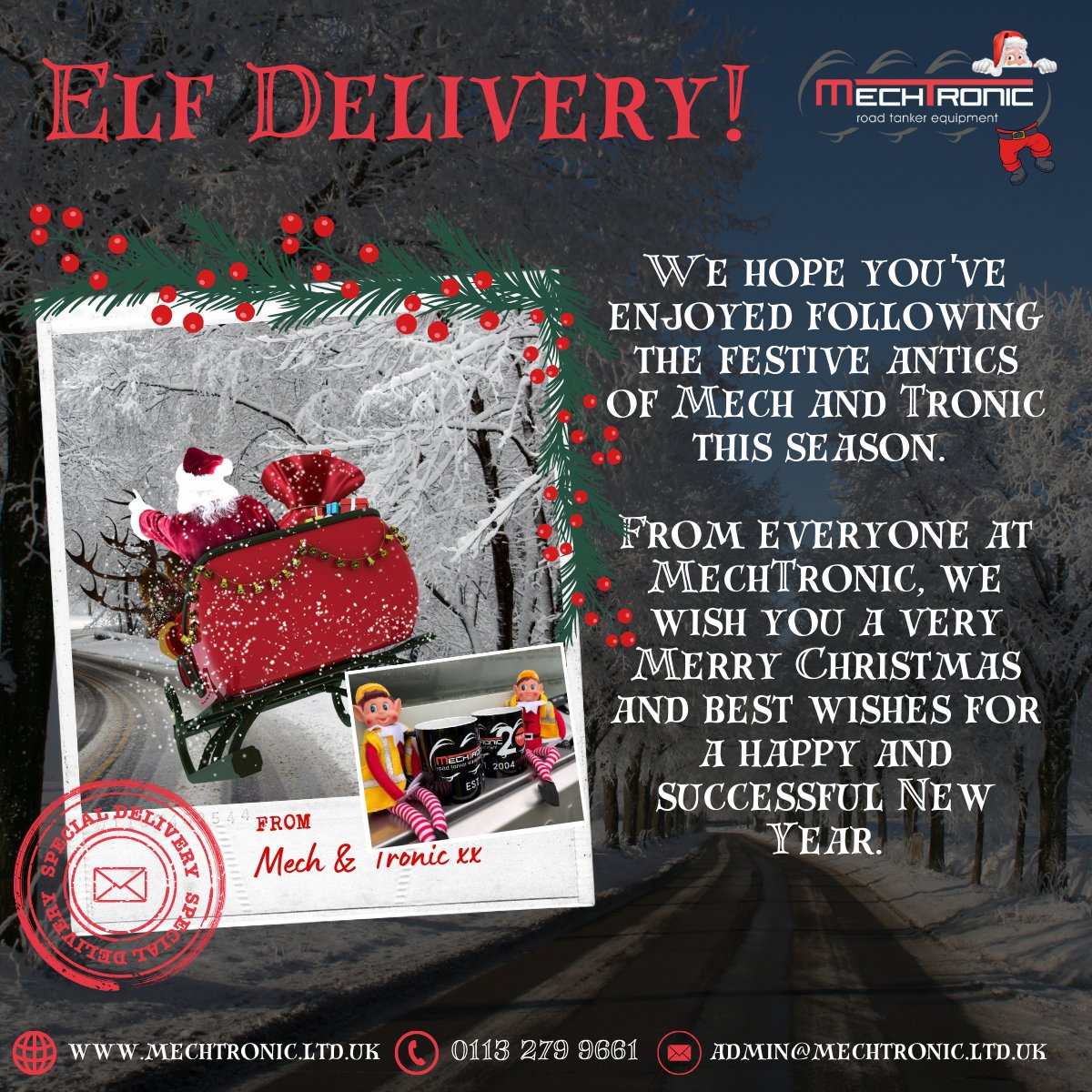 That's a wrap! Mech and Tronic are heading back to the North Pole tonight to help Santa with the final deliveries!

We hope you enjoyed their festive antics!

From everyone at MechTronic, we wish you a very Merry Christmas and a successful New Year!

🌐 mechtronic.ltd.uk
