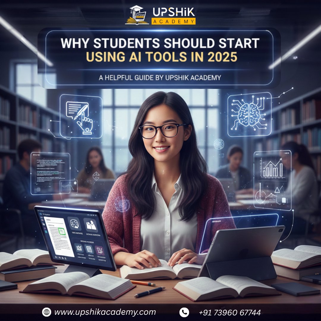 upshikacademy's tweet image. Students who use AI in 2025 will learn faster, work smarter &amp;amp; stay ahead in every field! 🚀
Upshik Academy helps you master the right AI tools for studies, projects &amp;amp; career growth.

Start now &amp;amp; future-proof your skills!

#AIForStudents #FutureLearning #UpshikAcademy