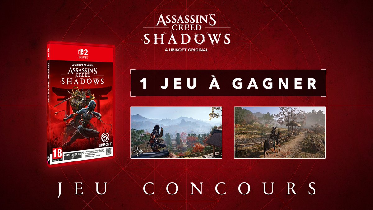 AssassinsFR's tweet image. JEU CONCOURS 🎁
Assassin&apos;s Creed Shadows sort aujourd&apos;hui sur Nintendo Switch 2 ! ✨

Tentez de gagner 1 exemplaire :
❤️ Liker le post
✅ S&apos;abonner à @AssassinsFR
💬 RT ce post

TAS le 08/12
🇫🇷 Jeu concours valable en France métropolitaine