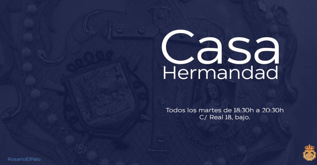 🔹 Hoy martes, abrimos las puertas de nuestra Casa-Hermandad para la atención personalizada de vecinos y devotos de la Virgen del Rosario.

📍 C/ Real, 18 — Bajo
⌚ De 18:30 a 20:30 h

#RosarioElPalo #PatronaElPalo #CofradíasMLG