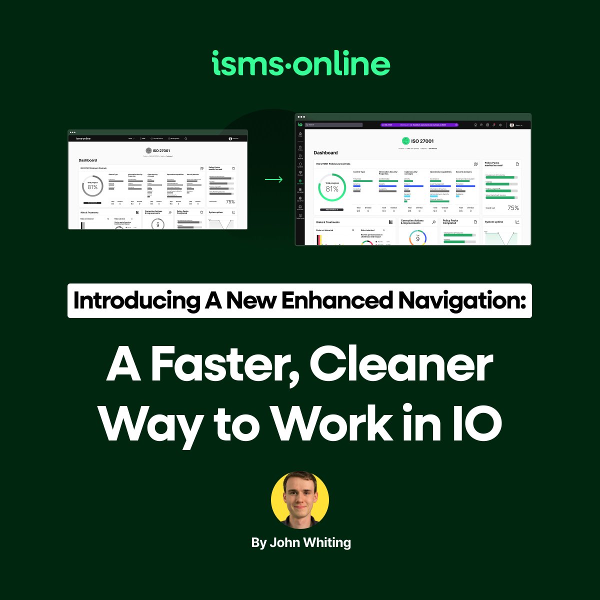 Introducing a New Enhanced Navigation: A Faster, Cleaner Way to Work in IO. Discover easier and more intuitive #Compliance management, with navigation that provides a connected view. Learn more: isms.online/information-se…