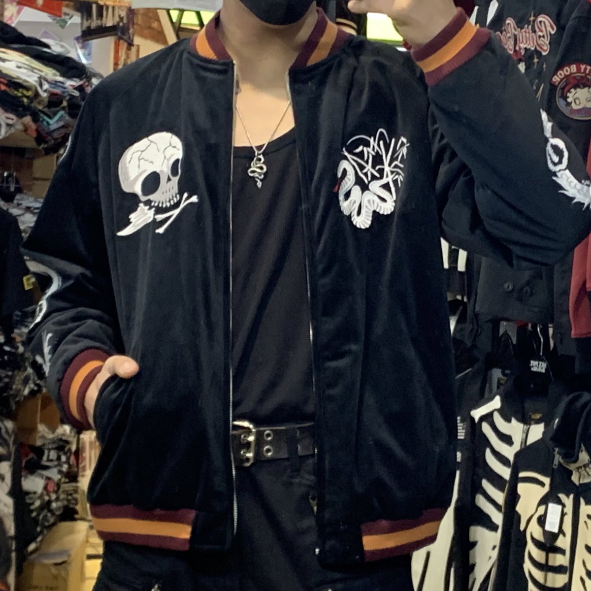 希望値下げ受付けます希少WAREHOUSE 別珍スカジャン髑髏・鷹サイズ38