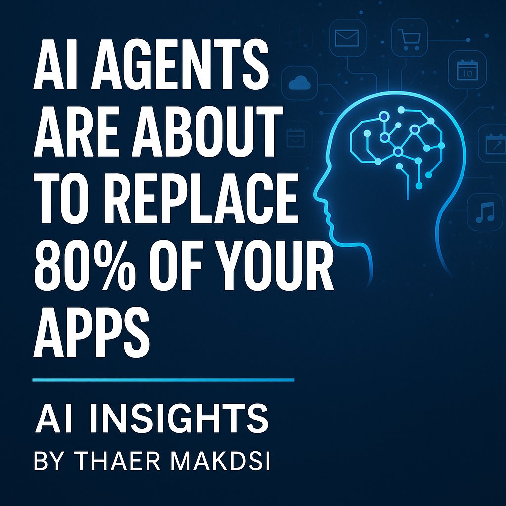 telnex's tweet image. AI Agents are about to replace 80% of your apps. No more menus. No more tapping. Just: “Do it.”
This is the biggest shift since the smartphone; and most people aren’t ready.

#AI #ArtificialIntelligence #AIInsights #TechLeadership #Automation #ThaerMakdsi