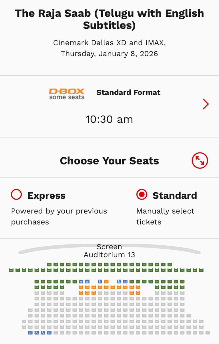 PrathyangiraUS's tweet image. The Rebel Saab Rule starts with a Bang from Dallas! 💥

#TheRajaSaab FDFS Show at @Cinemark, Dallas is nearly packed up in no time ! 🔥

Full-fledged USA bookings will open on December 4th. 🔥🔥🔥

Premieres on Jan 8th.