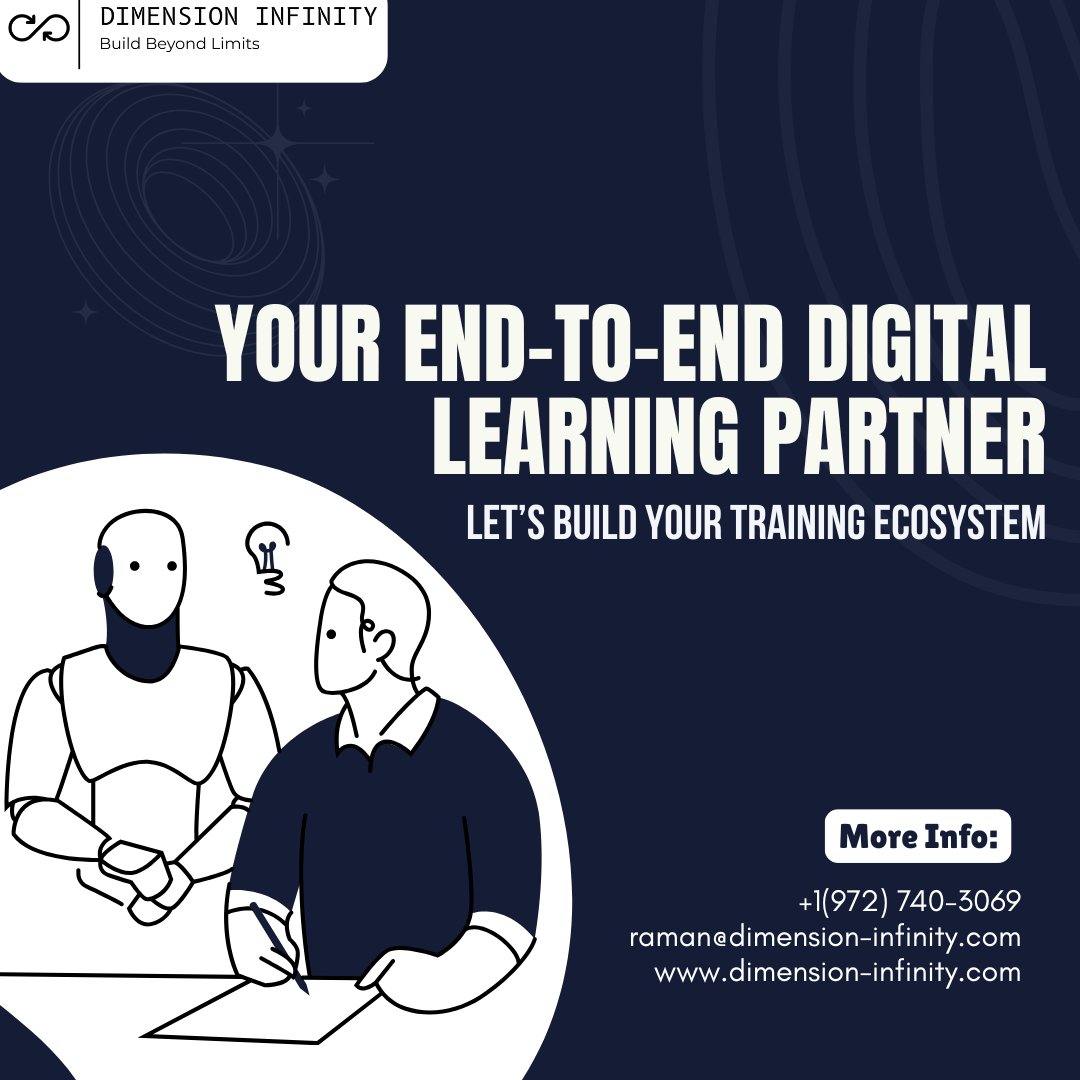 DimensionInfy's tweet image. At Dimension Infinity, we become your end-to-end digital learning partner, helping you design, develop, and deliver powerful training solutions that scale with your organization.📩 Contact: raman@dimension-infinity.com

#DigitalLearning #CorporateTraining #LearningAndDevelopment